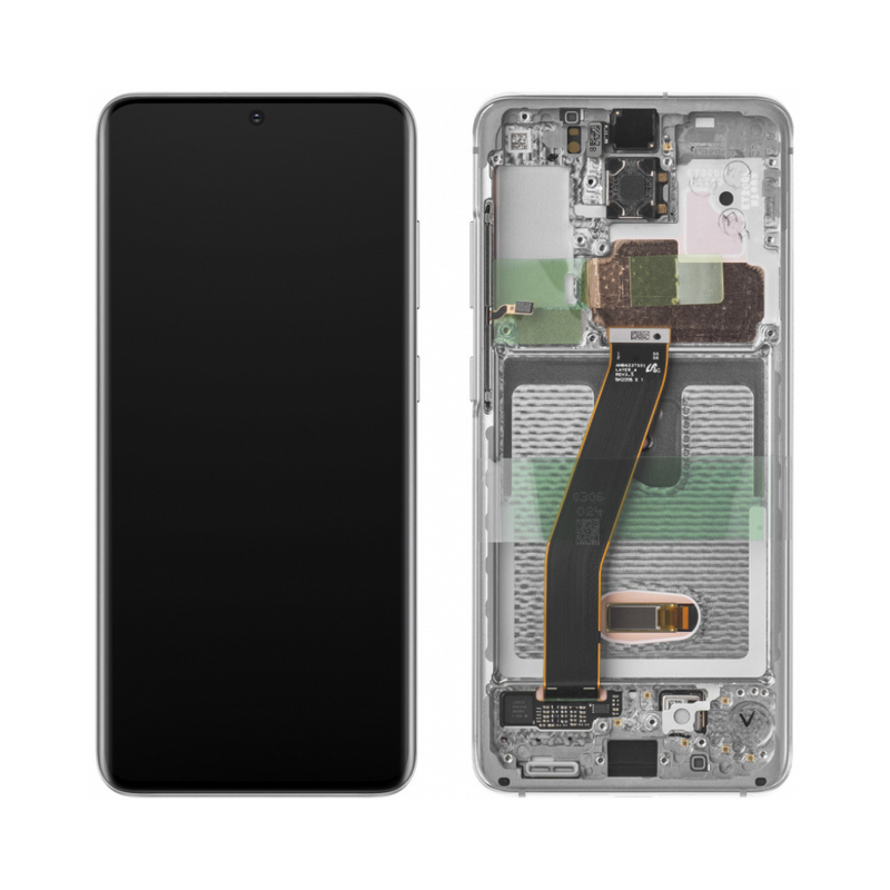 Samsung Galaxy S20 5G - OLED Assembly with Frame (Compatible with all carriers) Cloud White (Glass Change)
