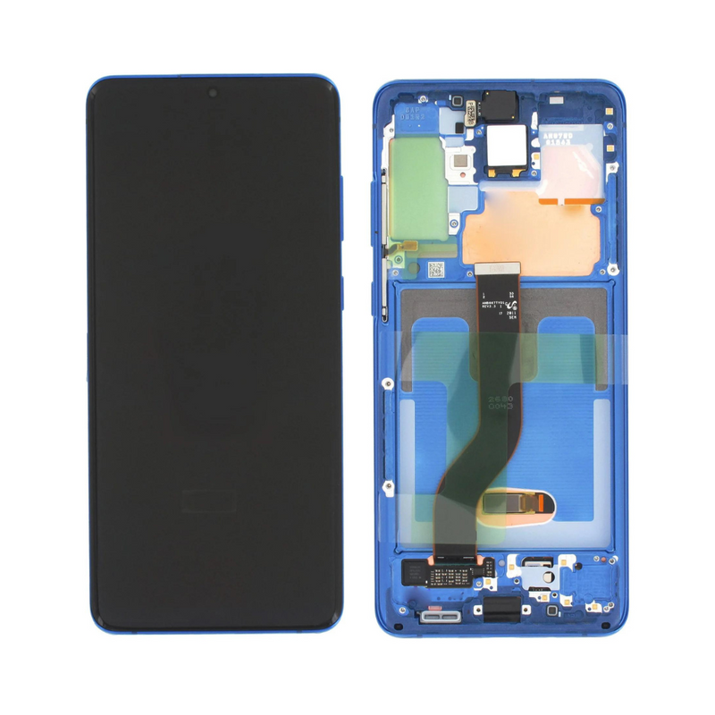 Samsung Galaxy S20 Plus 5G - OLED Assembly with Frame (Compatible with all carriers) Aura Blue (Glass Change)