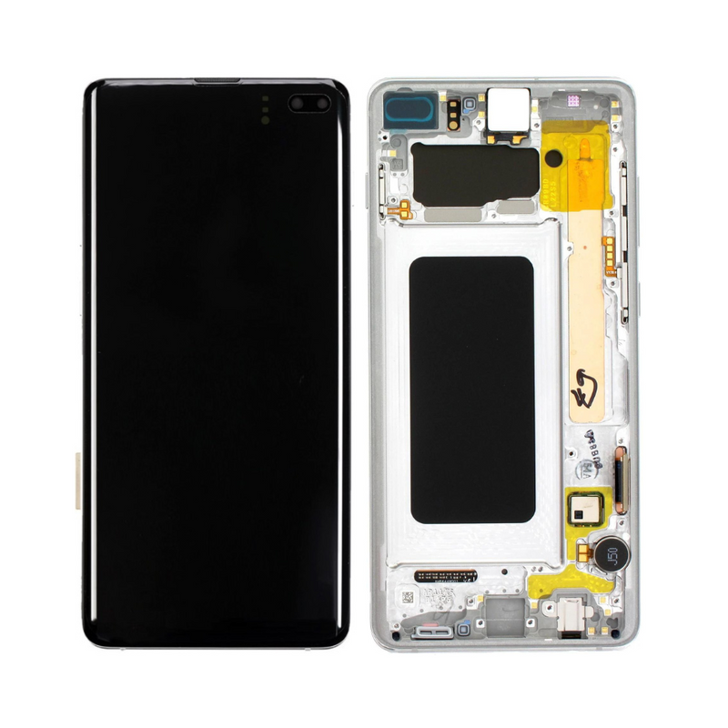 Samsung Galaxy S10 Plus - OLED Assembly with Frame (Compatible with all carriers) Prism White (Glass Change)