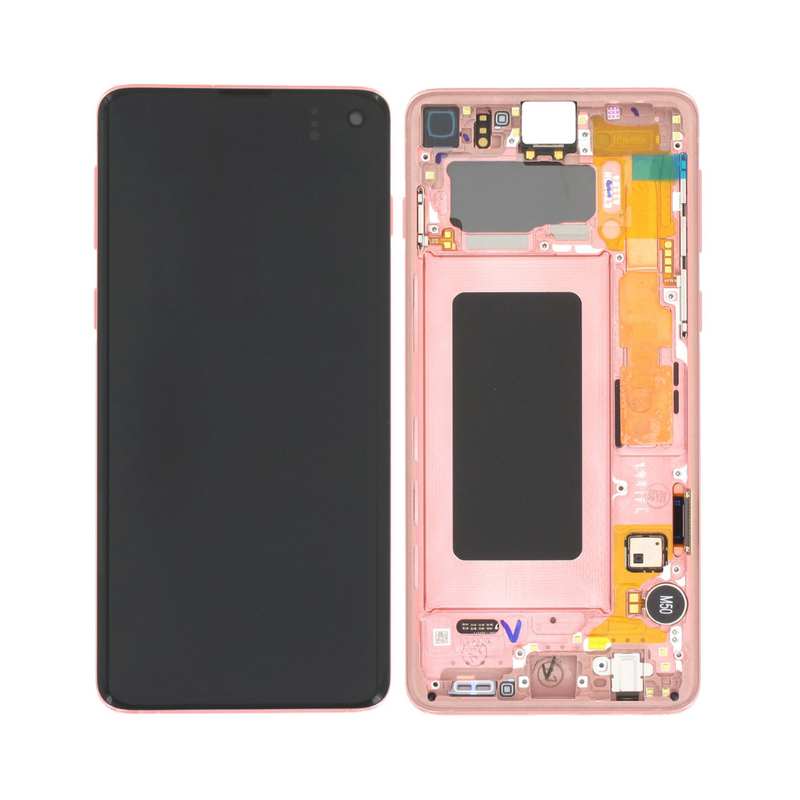 Samsung Galaxy S10 - OLED Assembly with Frame (Compatible with all carriers) Flamingo Pink (Service Pack)