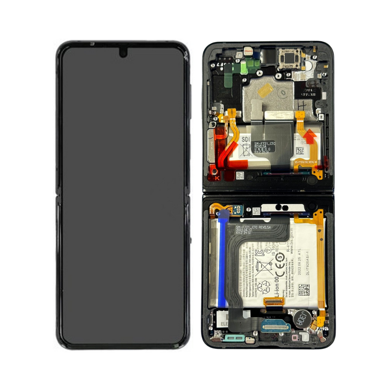Samsung Galaxy Z Flip 4 - Original Pulled OLED Assembly with frame - Graphite (A Grade)
