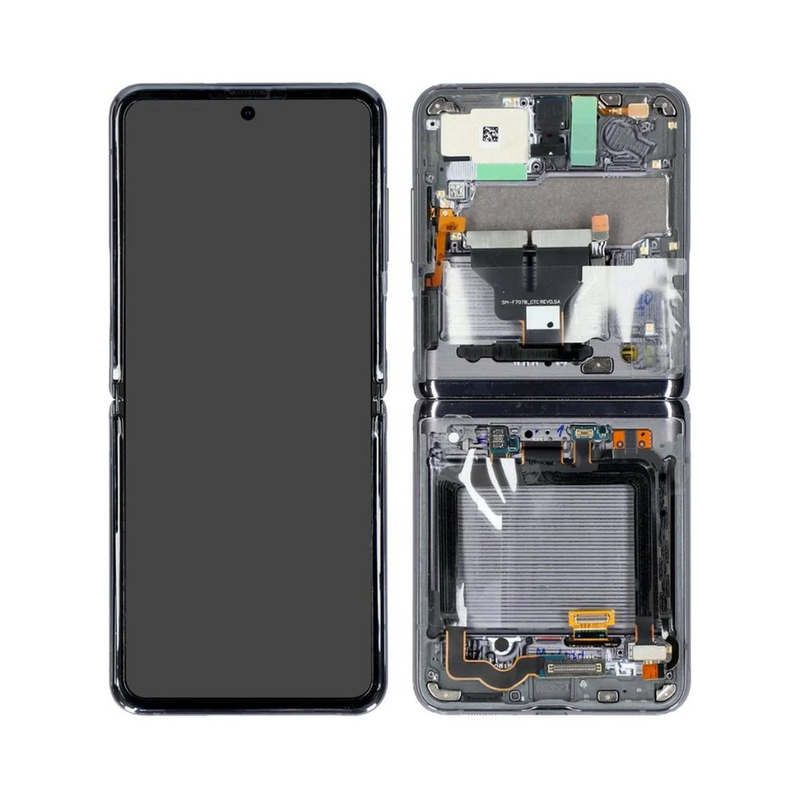 Samsung Galaxy Z Flip 5G - OLED Assembly with Frame - Compatible with all carriers - Mystic Grey (Service Pack)