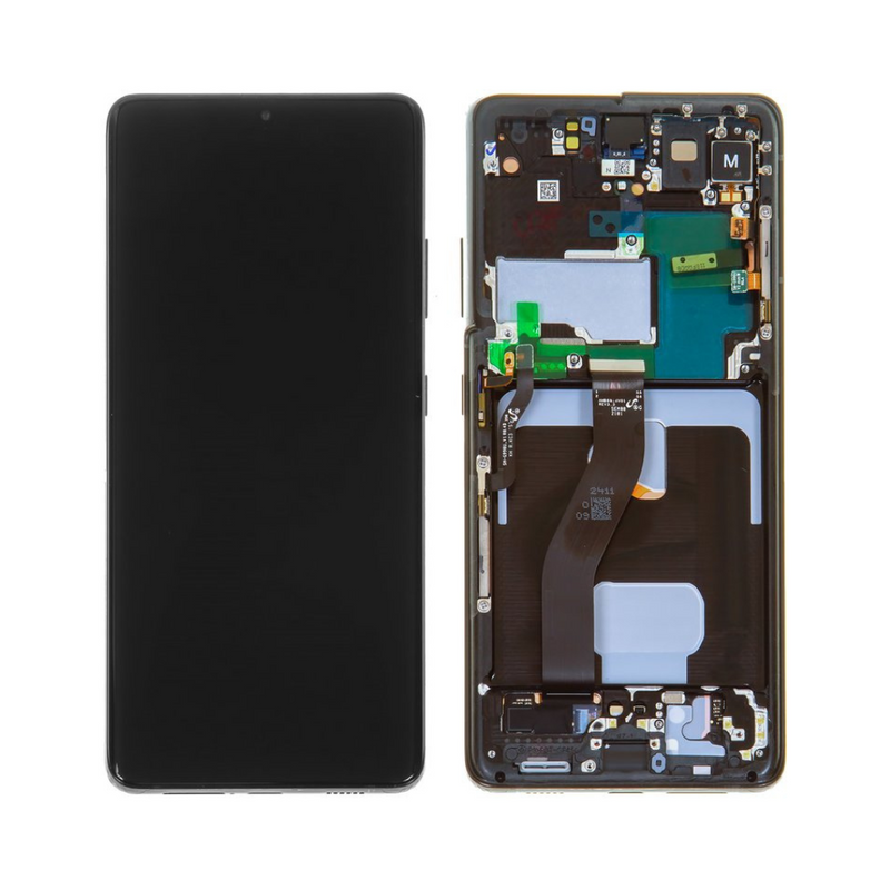 Samsung Galaxy S21 Ultra - OLED Assembly with frame Phantom Black (Service Pack)