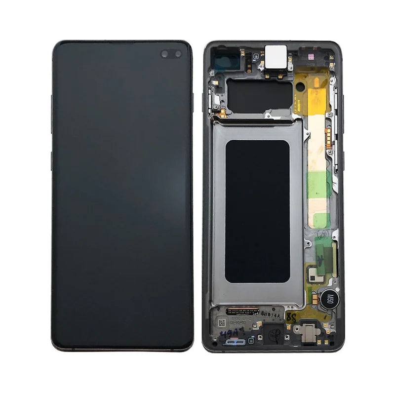 Samsung Galaxy S10 Plus - OLED Assembly with Frame (Compatible with all carriers) Prism Black (Service Pack)