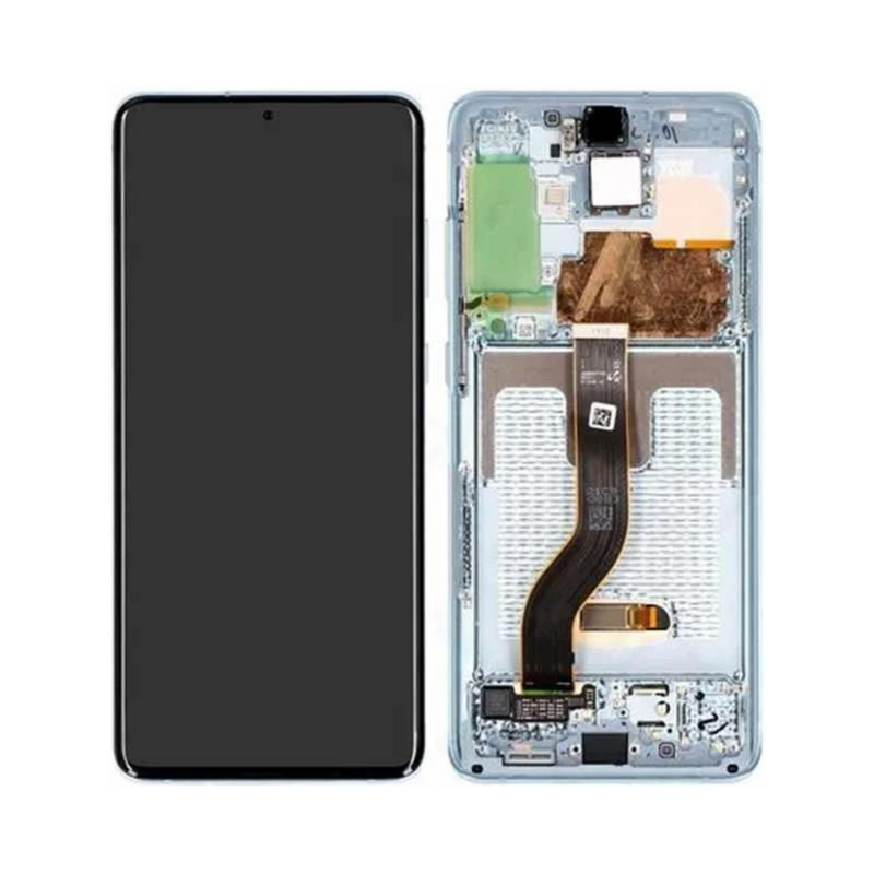 Samsung Galaxy S20 Plus 5G - OLED Assembly with Frame (Compatible with all carriers) Cloud Blue (Glass Change)