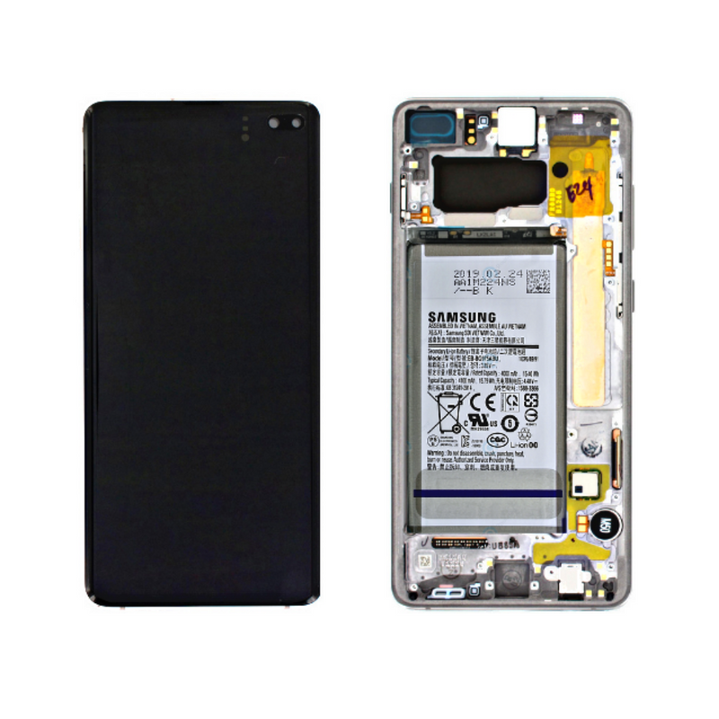 Samsung Galaxy S10 Plus - OLED Assembly with Frame (Compatible with all carriers) Prism White (Service Pack)
