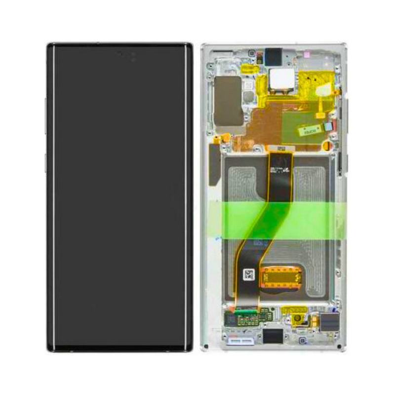 Samsung Galaxy Note 10 Plus - OLED Assembly with frame Aura White (Service Pack)