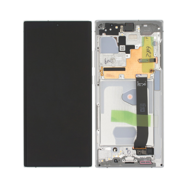 Samsung Galaxy Note 20 Ultra 5G - OLED Assembly with frame Mystic White (Glass Change)