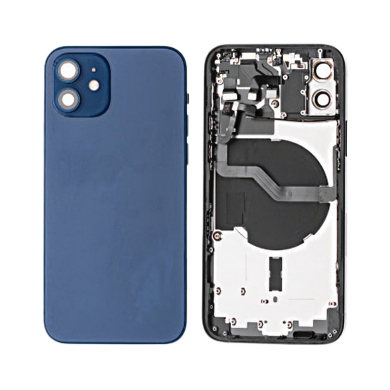 OEM Pulled iPhone 12 Housing (A Grade) with Small Parts Installed - Blue (with logo)