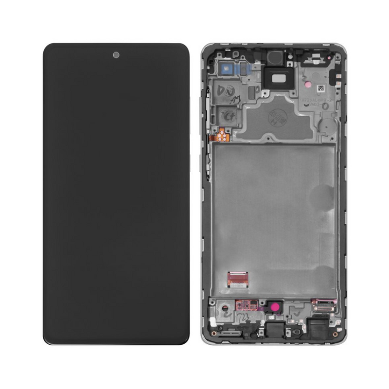Samsung Galaxy A72 - OLED Screen Assembly with Frame - Black (Glass Change)