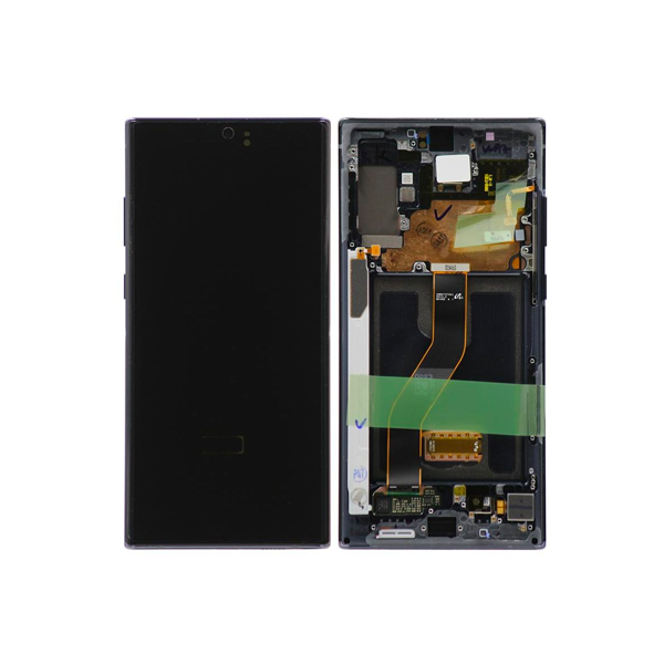 Samsung Galaxy Note 10 - OLED Assembly with frame Aura Black (Glass Change)