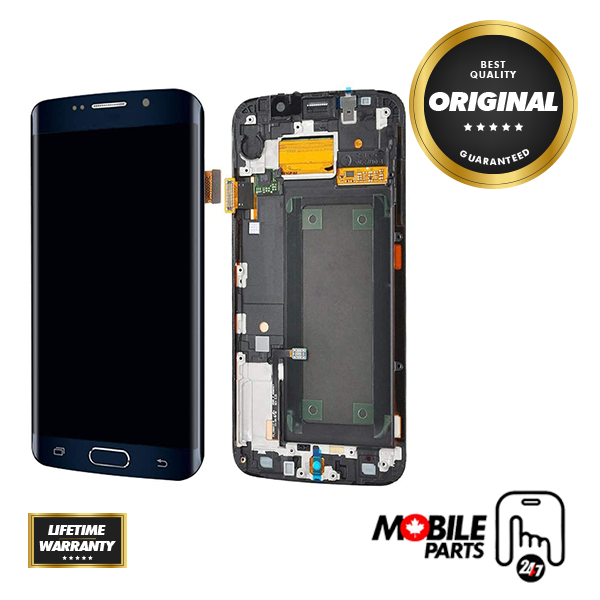 Samsung Galaxy S6 Edge - OLED Assembly with Frame (Compatible with all carriers) Black Sapphire (Glass Change)
