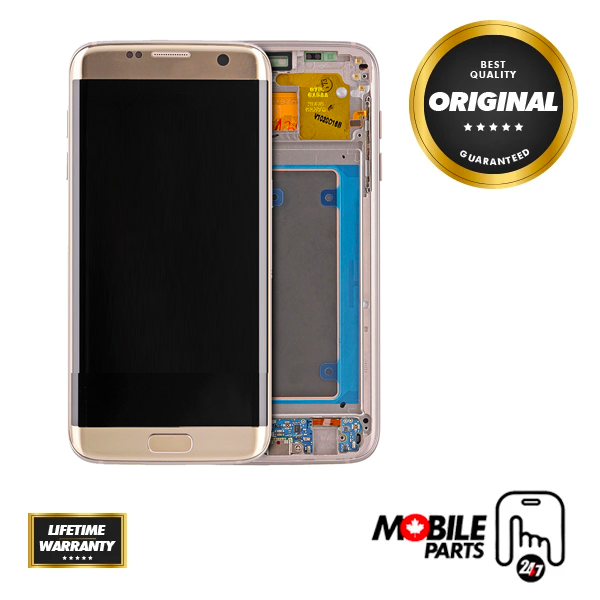 Samsung Galaxy S7 Edge - OLED Assembly with Frame (Compatible with all carriers) Gold Platinum (Glass Change)