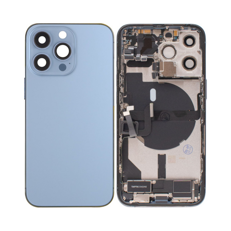 OEM Pulled iPhone 13 Pro Max Housing (B Grade) with Small Parts Installed - Sierra Blue (with logo)