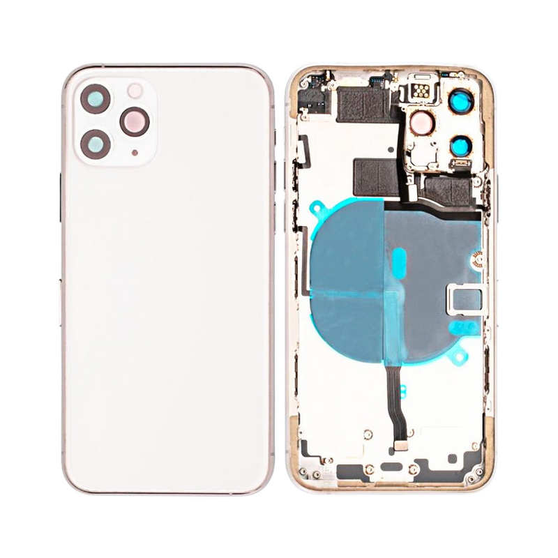 OEM Pulled iPhone 11 Pro Max Housing (B Grade) with Small Parts Installed - Silver (with logo)