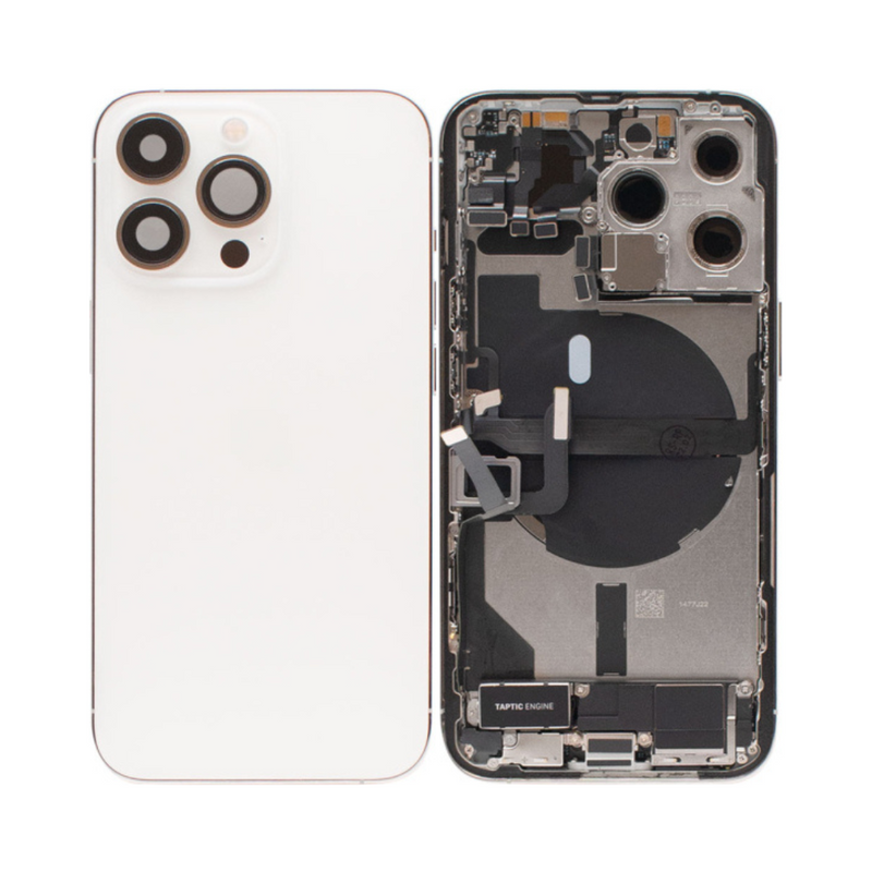 OEM Pulled iPhone 13 Pro Max Housing (A Grade) with Small Parts Installed - Silver (with logo)