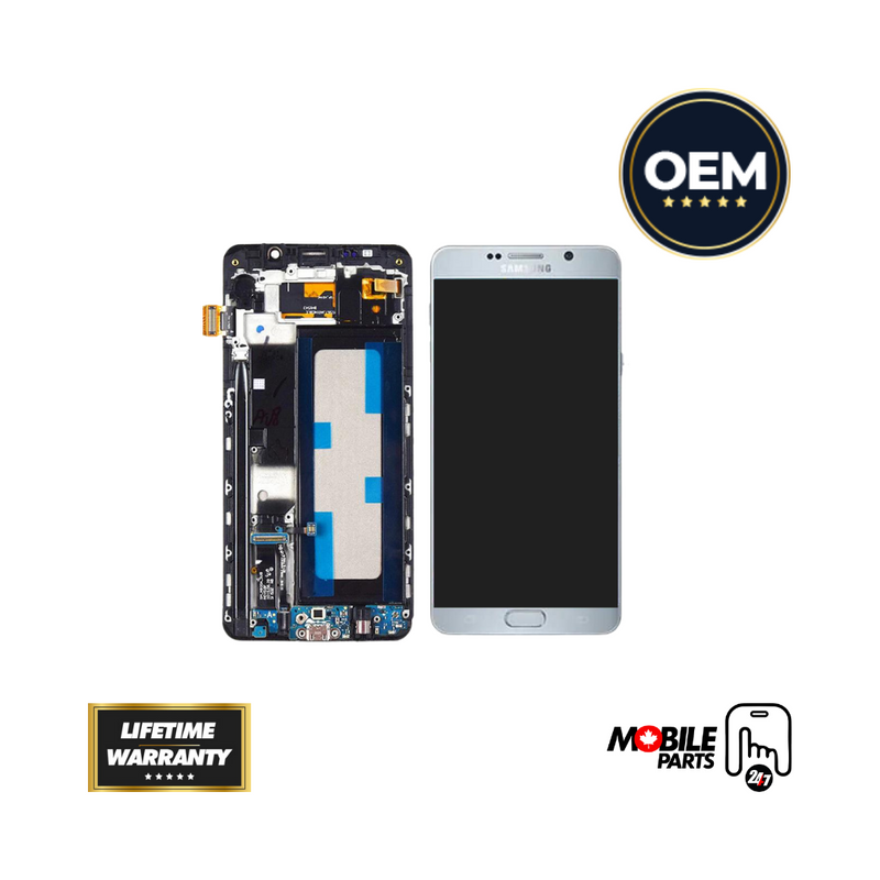 Samsung Galaxy Note 5 - OLED Assembly with frame Silver Titanium (Glass Change)
