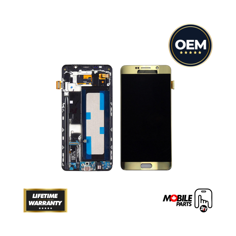 Samsung Galaxy Note 5 - OLED Assembly with frame Gold Platinum (Glass Change)