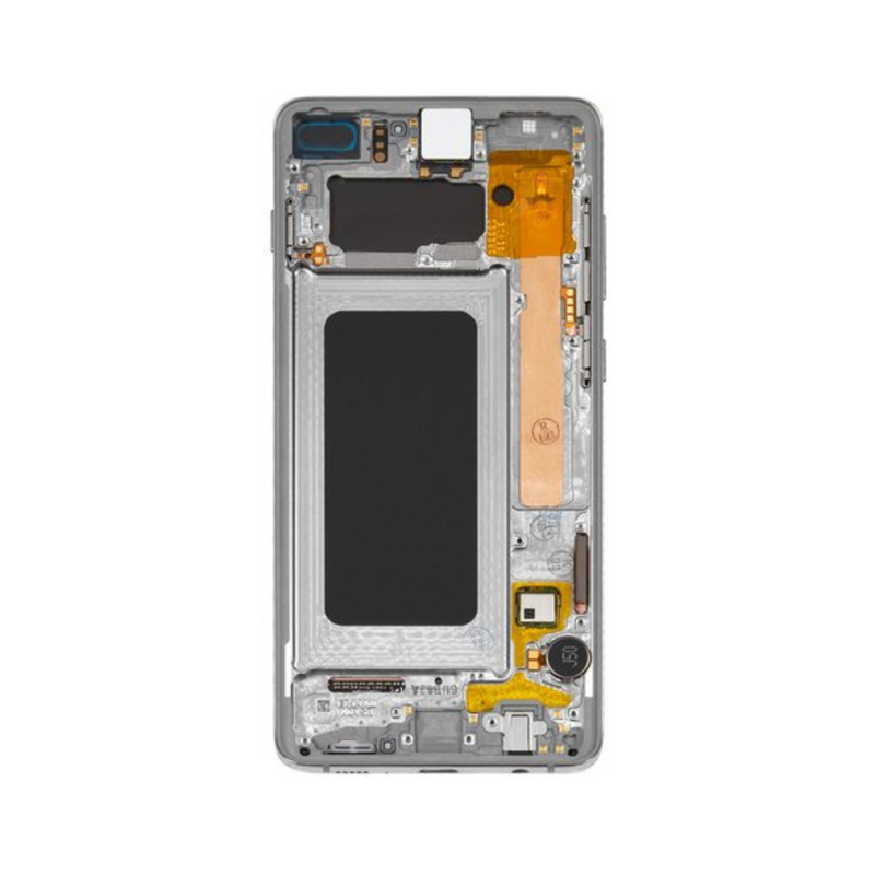 Samsung Galaxy S10 Plus - OLED Assembly with Frame Ceramic White (Service Pack)