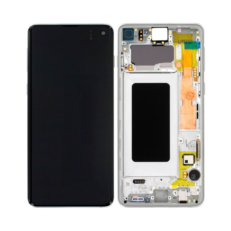 Samsung Galaxy S10 - OLED Assembly with Frame (Compatible with all carriers) Ceramic White (Service Pack)