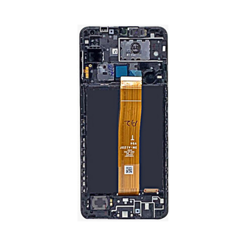 Samsung Galaxy A12 - OLED Screen Assembly with Frame Black (Service Pack)