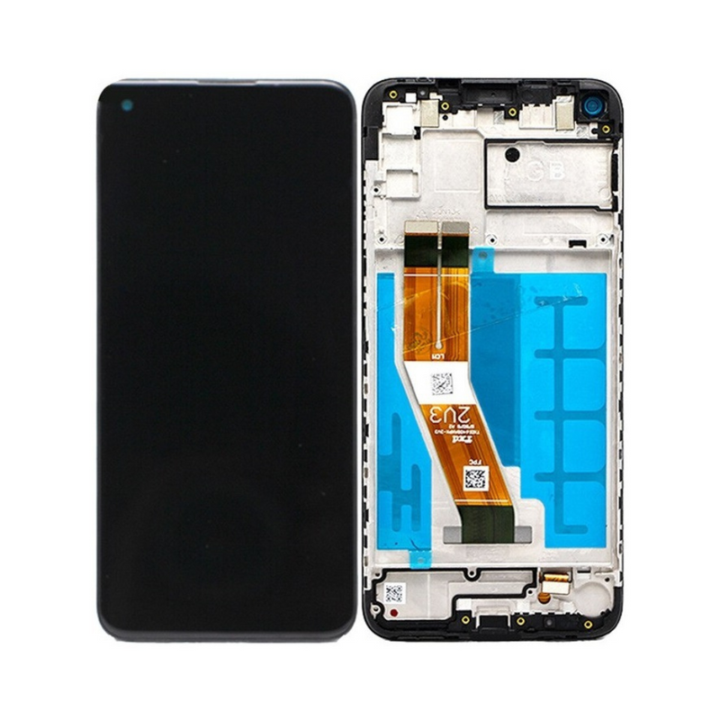 Samsung Galaxy A11 - OLED Screen Assembly with Frame Black (Service Pack)