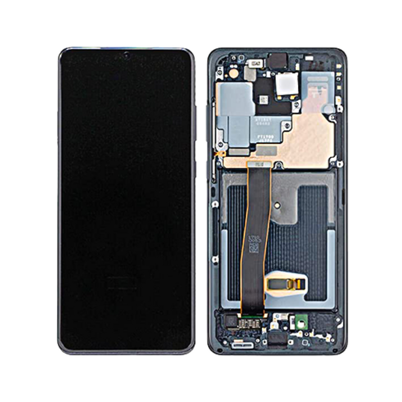Samsung Galaxy S20 Ultra 5G - OLED Assembly with Frame(Compatible with all carriers) Cosmic Black (Glass Change)