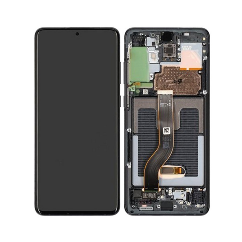 Samsung Galaxy S20 Plus 5G - OLED Assembly with Frame (Compatible with all carriers) Cosmic Black (Glass Change)