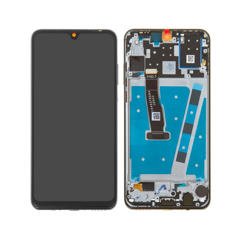 Huawei P30 Lite LCD Assembly - Original with Frame (Midnight Black) [FHD-T]