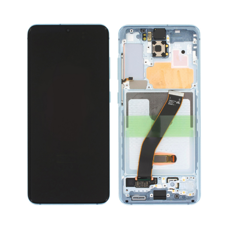 Samsung Galaxy S20 5G - OLED Assembly with Frame (Compatible with all carriers) Cloud Blue (Glass Change)