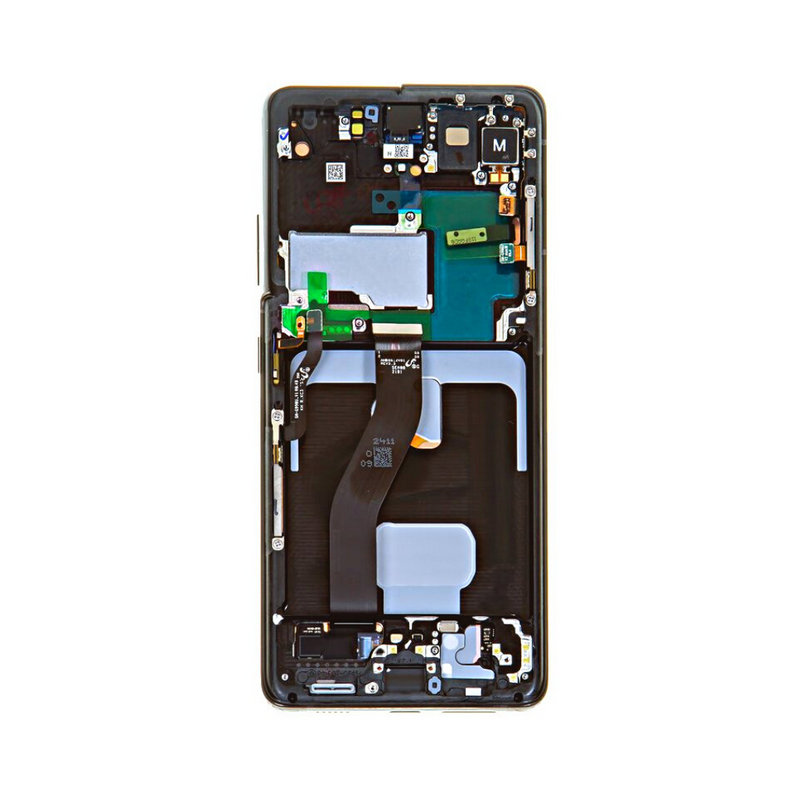 Samsung Galaxy S21 Ultra - OLED Assembly with frame Phantom Black (Glass Change)