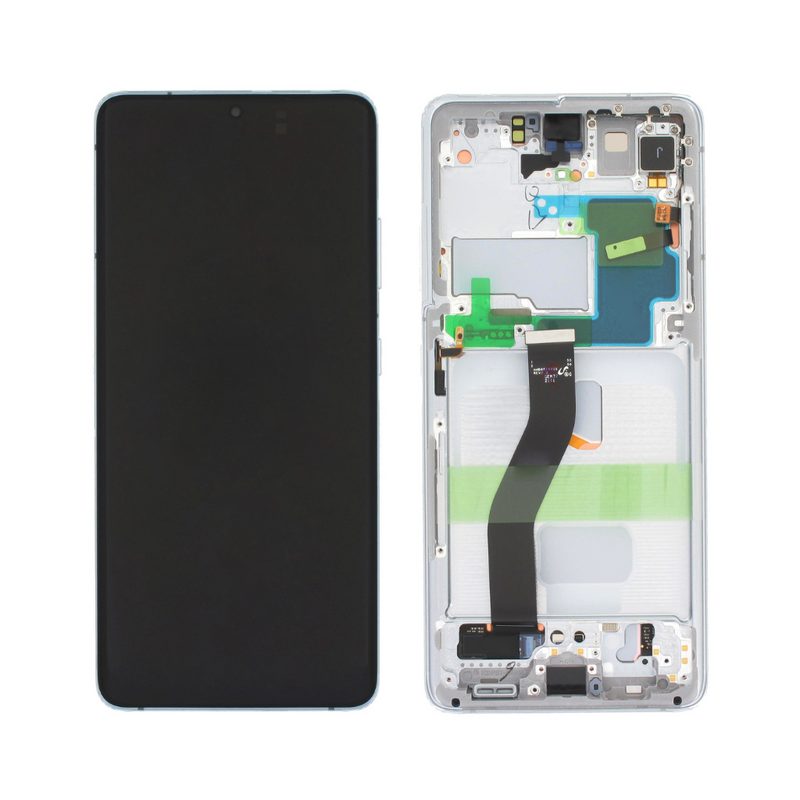 Samsung Galaxy S21 Ultra - OLED Assembly with frame Phantom  Silver (Glass Change)