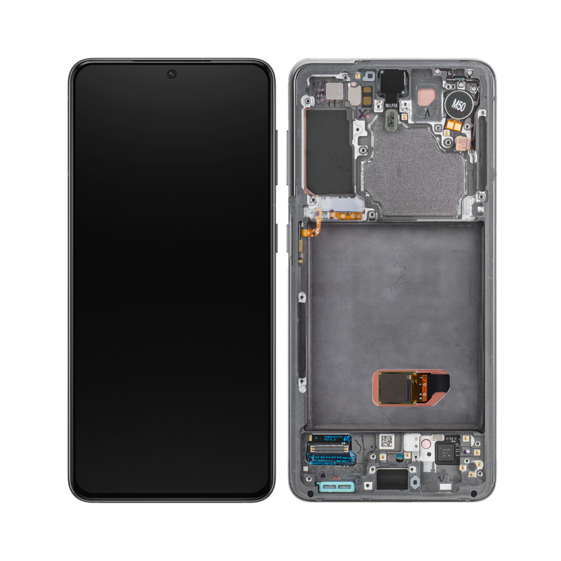 Samsung Galaxy S21 - OLED Assembly with frame Phantom Grey (Glass Change)