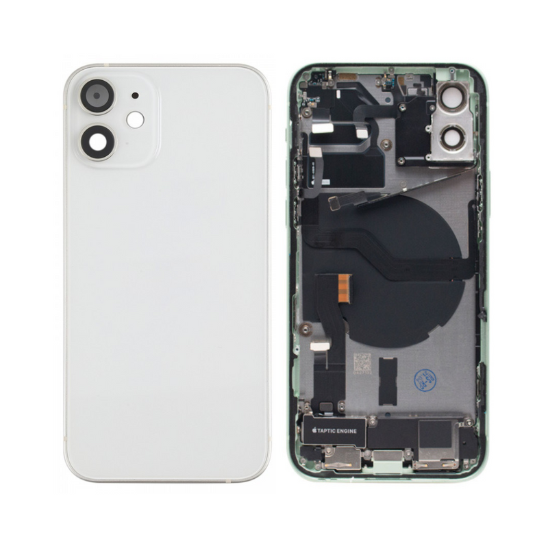 OEM Pulled iPhone 12  Housing (A Grade) with Small Parts Installed - White (with logo)