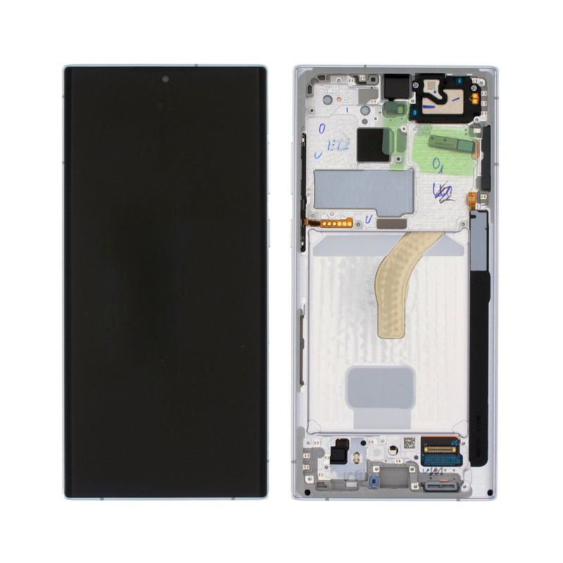 Samsung Galaxy S22 Ultra 5G - OLED Assembly with frame Phantom White (Service Pack)