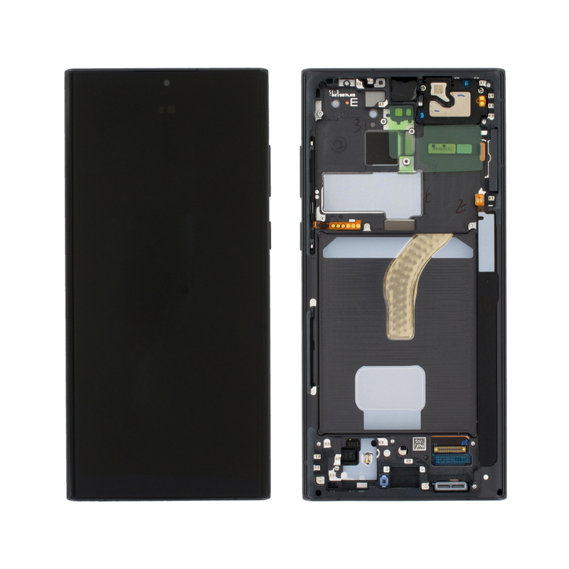 Samsung Galaxy S22 Ultra 5G - OLED Assembly with frame Phantom Black (Service Pack)