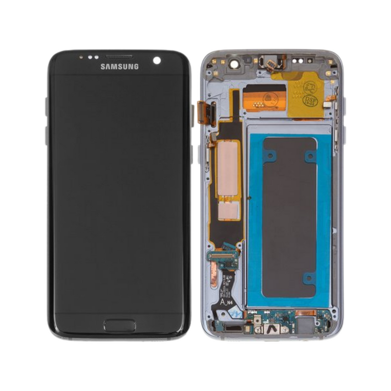 Samsung Galaxy S7 Edge - OLED Assembly with Frame (Compatible with all carriers) Black Onyx (Glass Change)