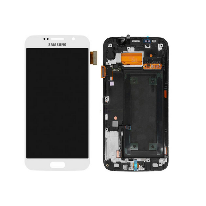 Samsung Galaxy S6 - OLED Assembly with frame White Pearl (Glass Change)