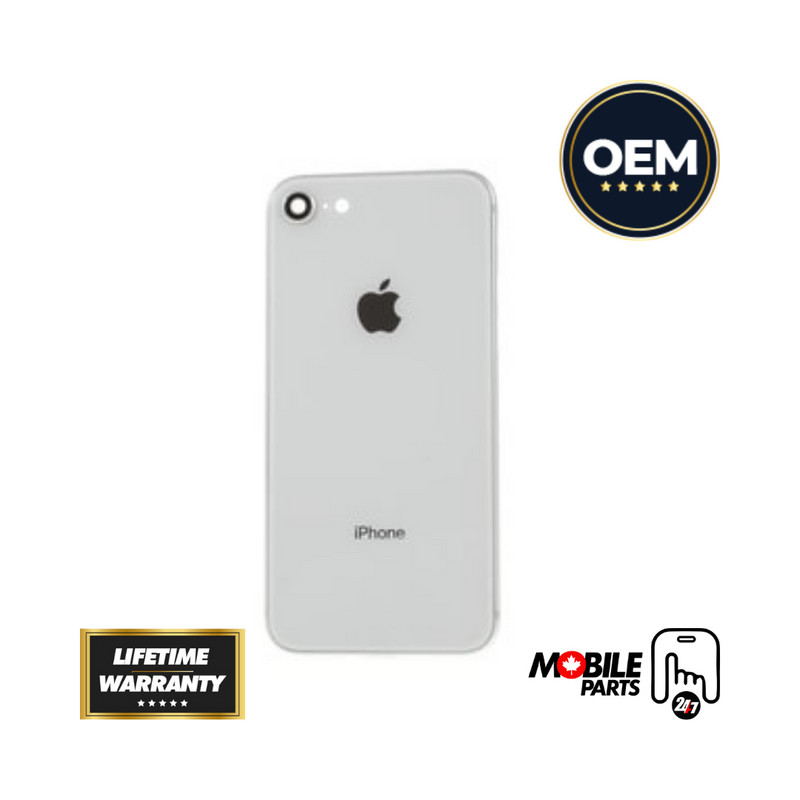 OEM Pulled iPhone 8 Housing (A Grade) with Small Parts Installed - Silver (with logo)