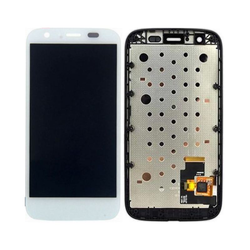 Motorola Moto G LCD Assembly - Original with Frame (White)