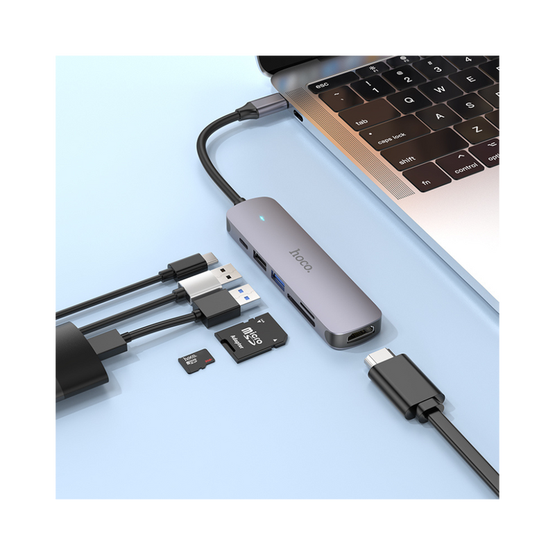 Hoco HB28 Type-C Multi-function Converter (HDTV+USB3.0+USB2.0+SD+TF+PD)