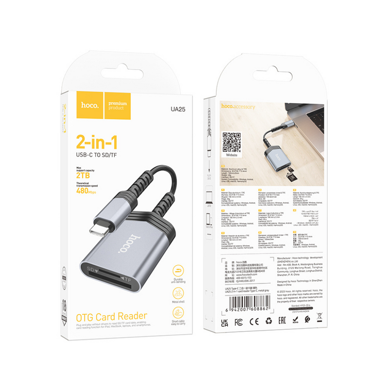 Hoco UA25 2-in-1 Card Reader Type-C