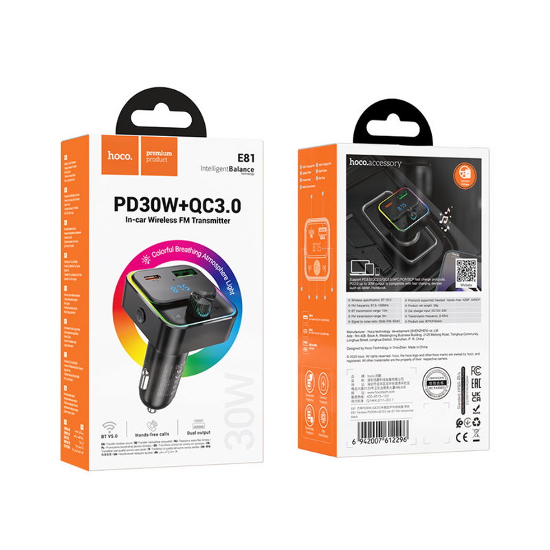 Hoco E81 Fantasy PD30W+QC3.0 Car BT FM Transmitter