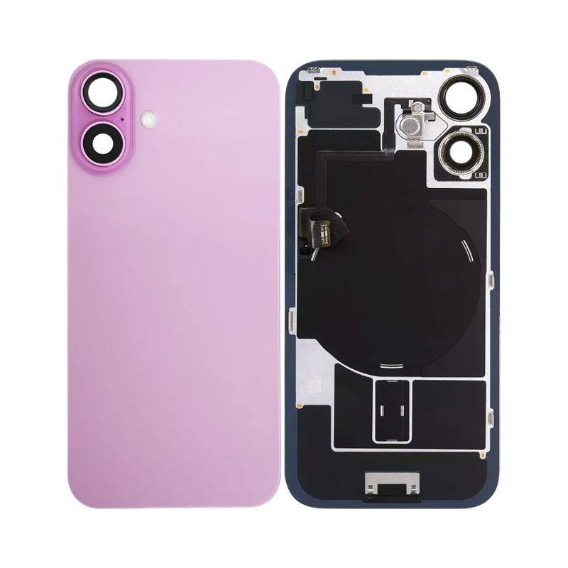 iPhone 16 Back Glass With Steel Plate, Wireless NFC Charging MagSafe Magnet & Flashlight Flex (Pink)