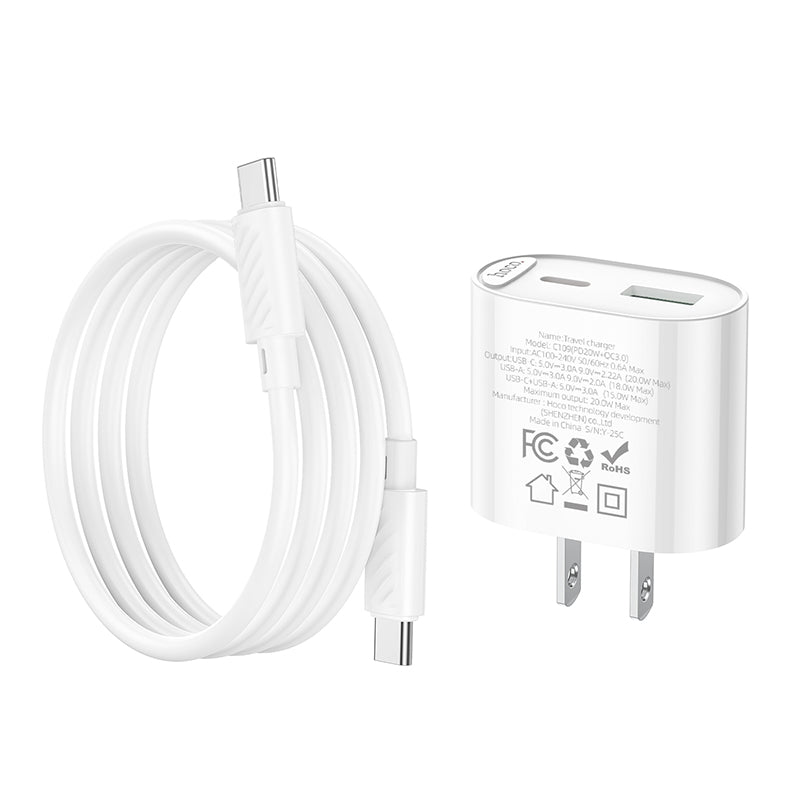 Hoco C109(PD20W+QC3.0) Fighter PD20W+QC3.0 charger set(C to C)(US)