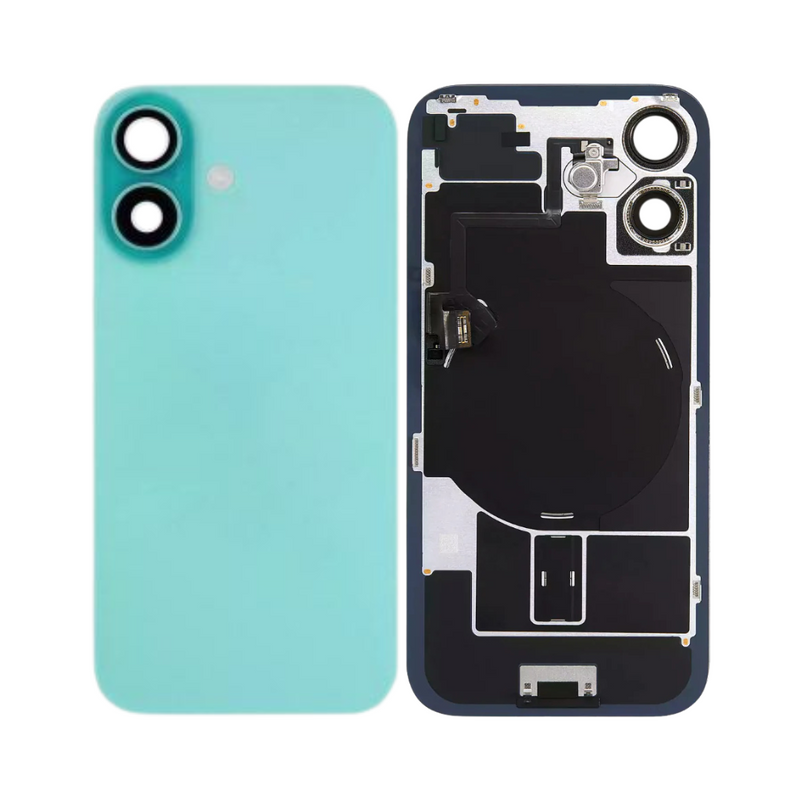 iPhone 16 Back Glass With Steel Plate, Wireless NFC Charging MagSafe Magnet & Flashlight Flex (Teal)