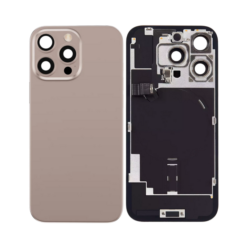 iPhone 16 Pro Back Glass With Steel Plate, Wireless NFC Charging MagSafe Magnet & Flashlight Flex (Desert Titanium)