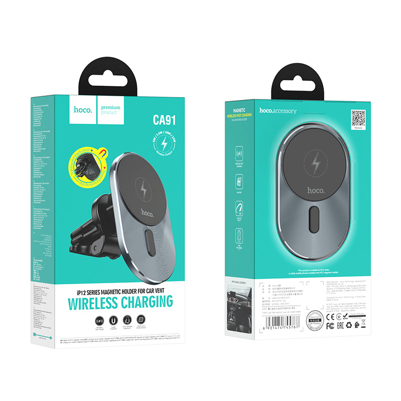 Hoco CA91 Magic Magnetic Wireless Fast Charging Car Holder