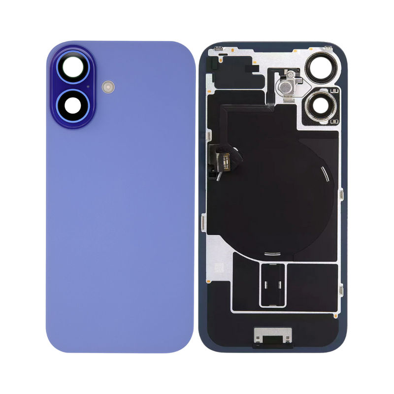 iPhone 16 Back Glass With Steel Plate, Wireless NFC Charging MagSafe Magnet & Flashlight Flex (Ultramarine)