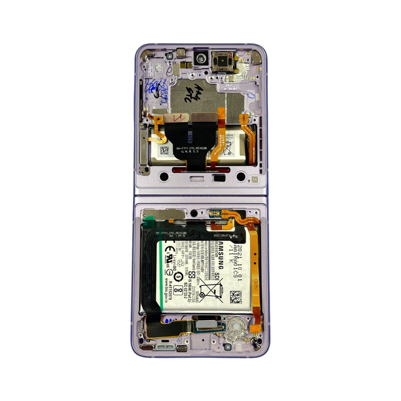 Samsung Galaxy Z Flip 3 - Original Pulled OLED Assembly with frame - Lavender (B Grade)